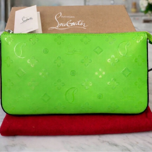 Christian Louboutin Loubila Leather Clutch — Neon Green / Like New - Picture 3 of 8